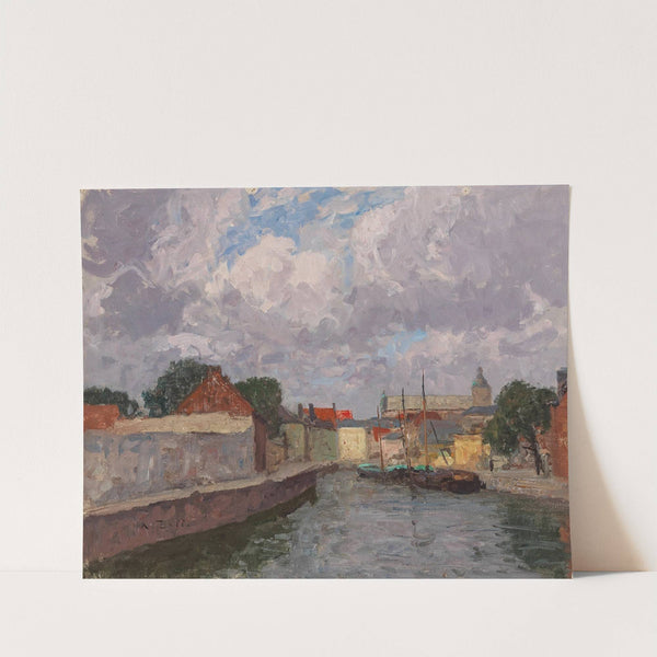 A Canal with Boats before a Town by Alfred Zoff