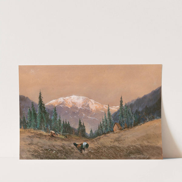 A capercaillie at the edge of a wood at sunset by Heinrich Josef Wertheim