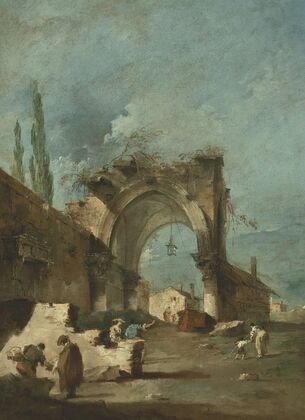 A Capriccio Of Buildings With Figures By A Ruined Arch