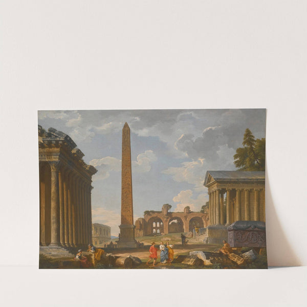 A Capriccio View Of Rome With Ancient Ruins And The Flaminian Obelisk by Giovanni Paolo Panini