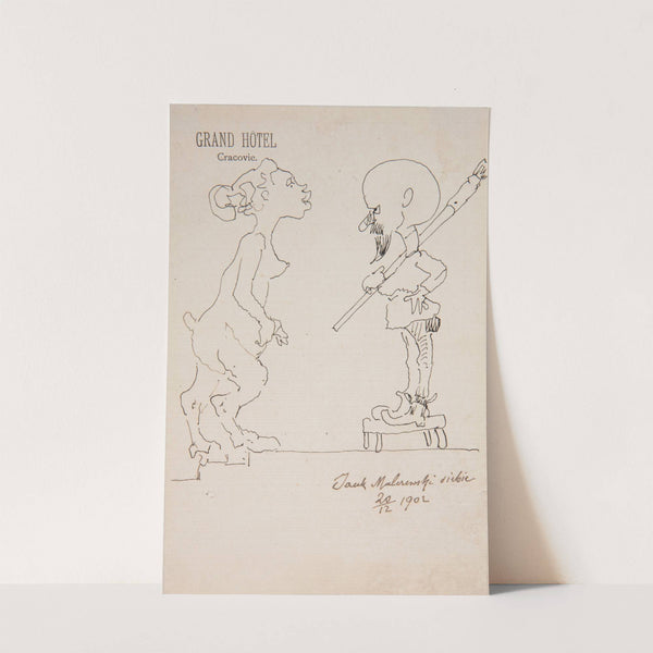 A caricature of Jacek Malczewski with a fauna by Jacek Malczewski