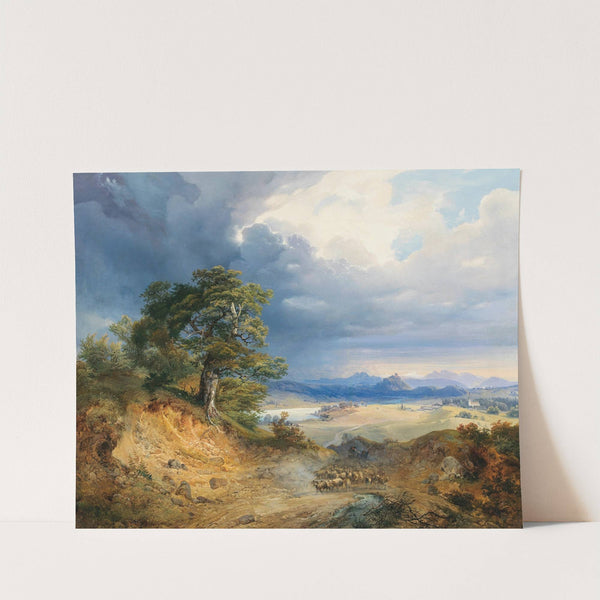 A Carpathian Landscape with a Shepherd and His Cattle by Joseph Holzer