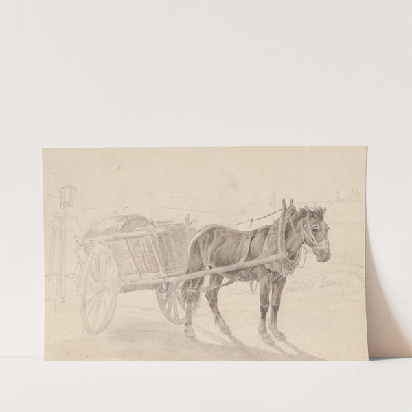 A Cart Drawn by a Brown Horse Near a Lamp Pole by Johann Adam Klein