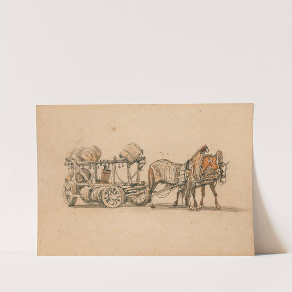 A cart with beer barrels by Rudolf von Alt