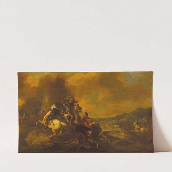 A Cavalry Battle Scene by Follower of Salvator Rosa