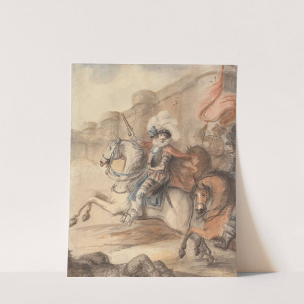 A Cavalry Officer (Henry IV) Leading a Charge Outside a Castle by Henry William Bunbury