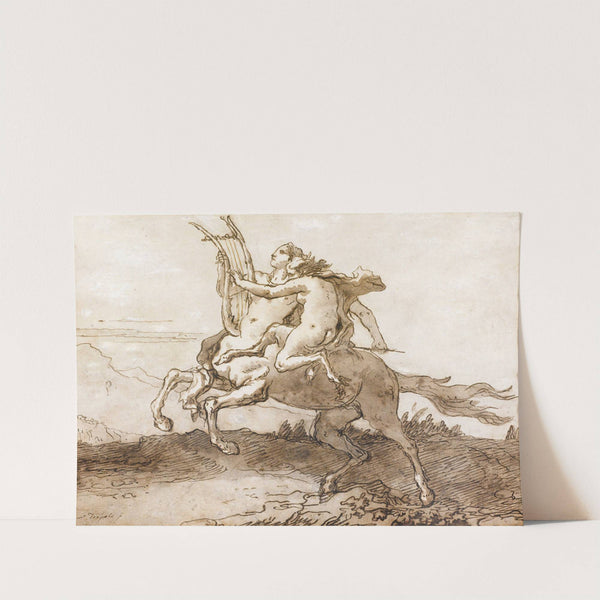 A Centaur Holding A Lyre, Galloping With A Female Faun by Giovanni Domenico Tiepolo