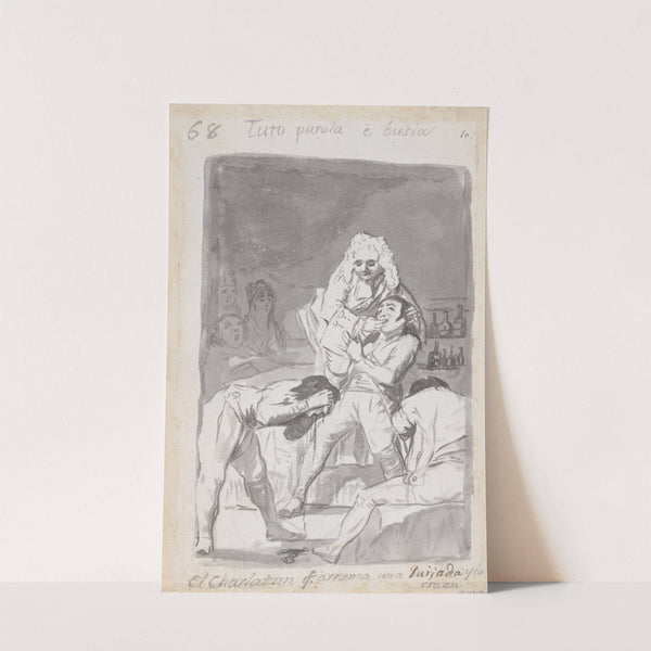 A charlatan extracting a tooth from a patient’s mouth, figure in the foreground vomiting (1796–1798) by Francisco de Goya