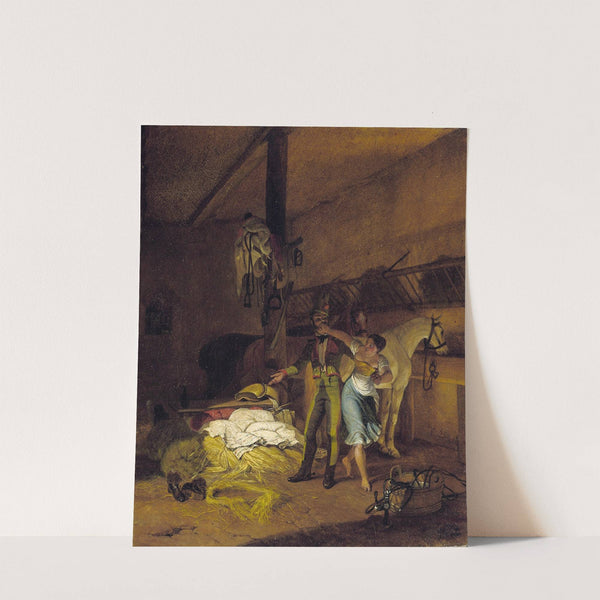 A Chevauxleger fiddles with a maid by Carl Wilhelm Freiherr von Heideck