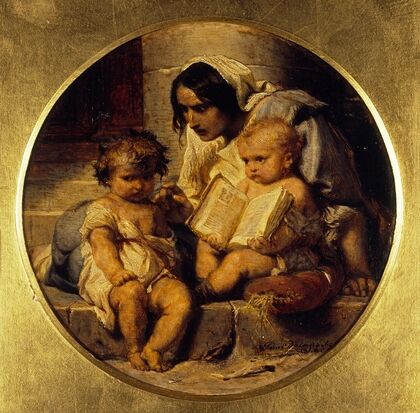 A Child Learning to Read (1848)
