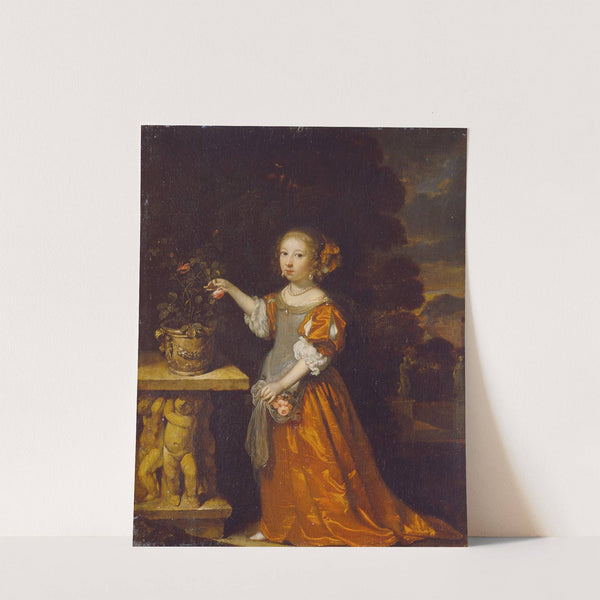 A Child plucking a Rose by Caspar Netscher