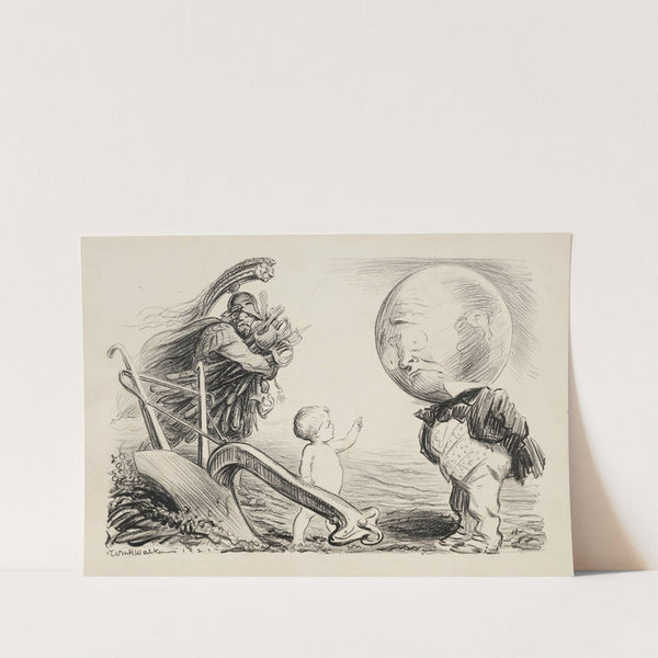 A child talks to a frowning figure representing the world (1921) by William Henry Walker