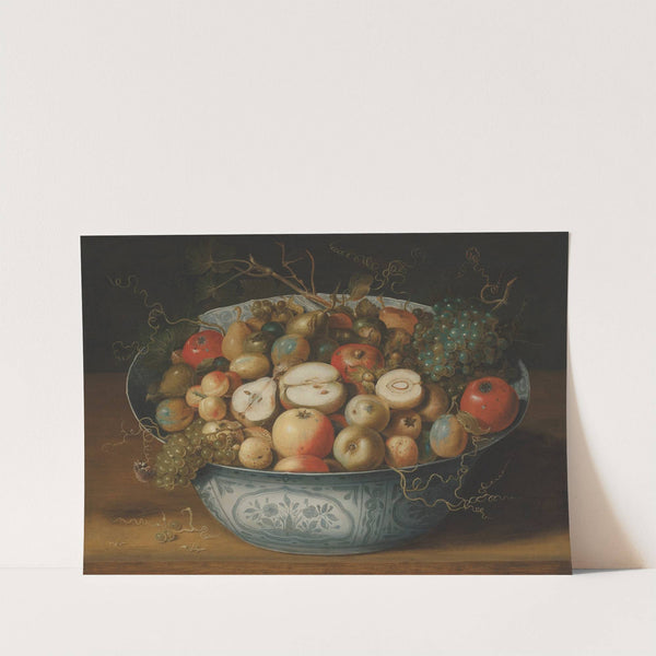 A Chinese bowl with apples, plumbs, grapes and nuts by Osias Beert the Elder