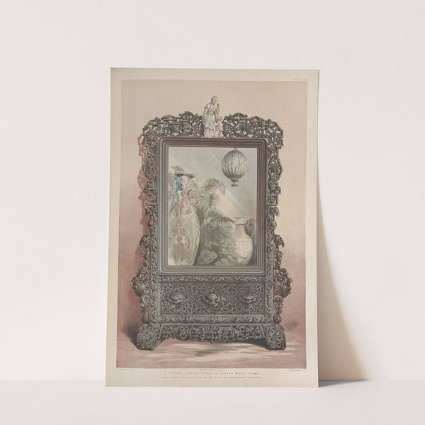 A Chinese looking glass in carved wood frame by Matthew Digby Wyatt