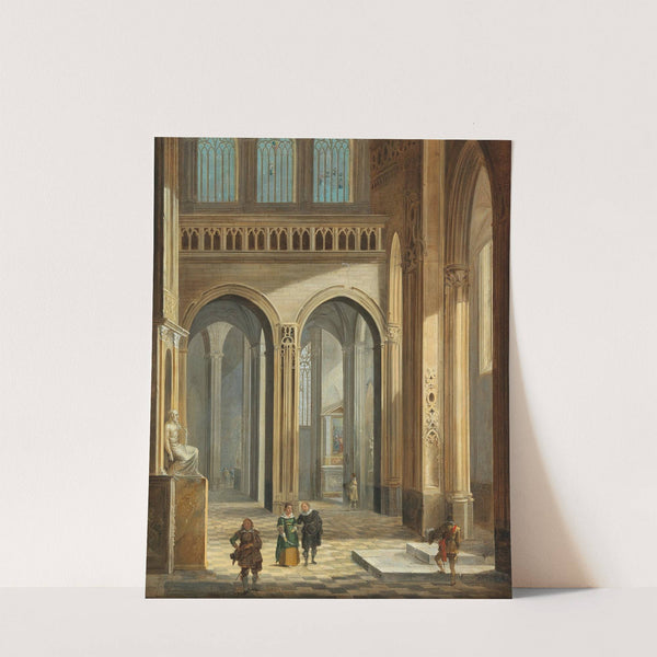 A church interior with figures dressed in seventeenth-century costume by Johann Ludwig Ernst Morgenstern