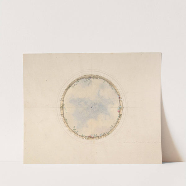 A Circular ceiling design with clouds and roses by Jules-Edmond-Charles Lachaise