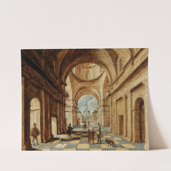 A classical interior with elegant figures by Jan Juriaensz. van Baden