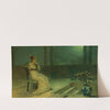 A Classical Maiden Seated On A Terrace By Moonlight by John Atkinson Grimshaw