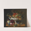 A Classical Urn with Gooseberries, Apricots, Currents, Cherries, Peaches and Pineapple set on a Flower Covered Plinth by Johan Laurentz Jensen