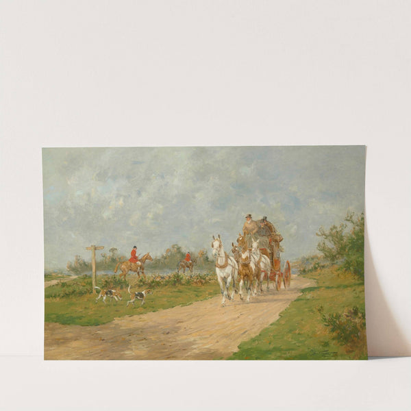 A coach and four passing the hunt by George Wright