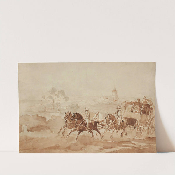 A coach travelling through the countryside by Constantin Guys