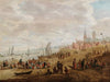 A coastal landscape with numerous figures