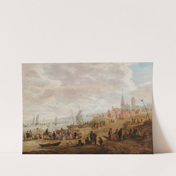 A coastal landscape with numerous figures by Cornelis Beelt