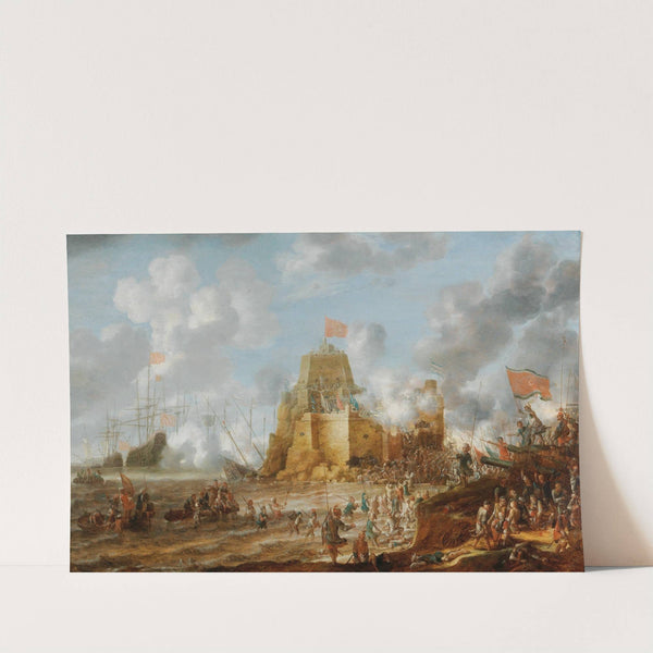 A coastal landscape with Turkish soldiers attacking a Christian fortress (1646) by Bonaventura Peeters the Elder