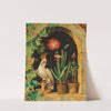 A Cockatoo at the Window with Blooming Cactus and Butterfly by Ferdinand Küss