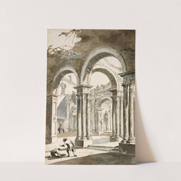 A Colonnade, Partly Ruined, with Figures (ca. 1780–90) by Francesco Guardi