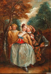 A Commedia Dell’Arte Scene With Columbina, Harlequin And Pierrot