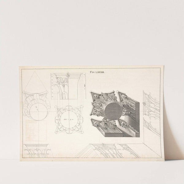 A Corinthian capital horizontally contracted in perspective. by Andrea Pozzo