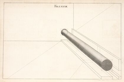 A Corinthian column in horizontal perspective.