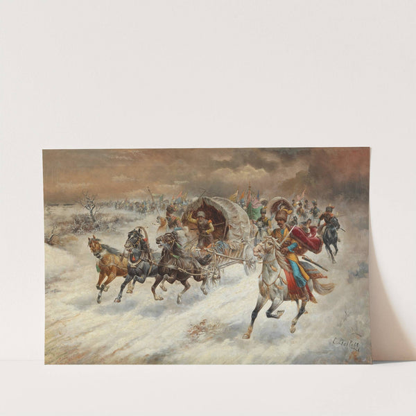A Cossack Caravan In A Winter Landscape by Adolf Baumgartner-Stoiloff