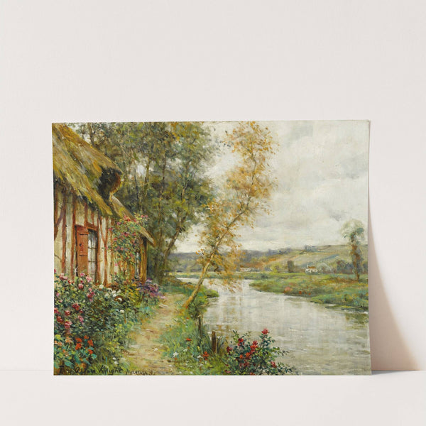 A cottage by a river, Normandy by Louis Aston Knight