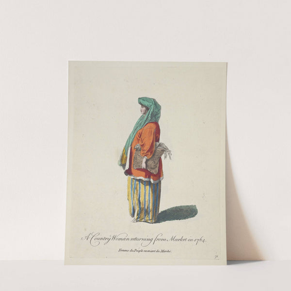 A country woman returning from market in 1764. Femme du peuple revenant du marché. (1757-1772) by Charles Grignion