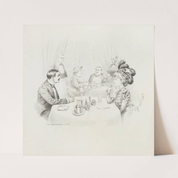 A couple eat at a fine restaurant. (1899) by William Henry Walker