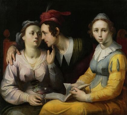 A Courting Couple and Woman with a Songbook