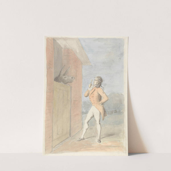 A Dandy Quizzing a Mule's Head seen over a Stable Door by George Dance
