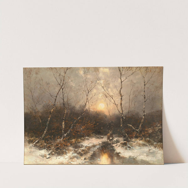A Deer in a Forest by Moonlight by Désiré Thomassin