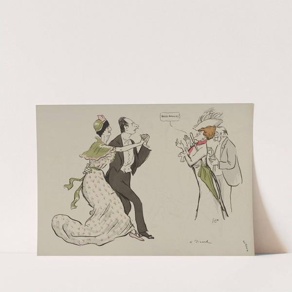 A Dinard; A de Fouquières, Mme Hugues hallet, comte et comtesse Récopé (1913) by Georges Goursat (Sem)