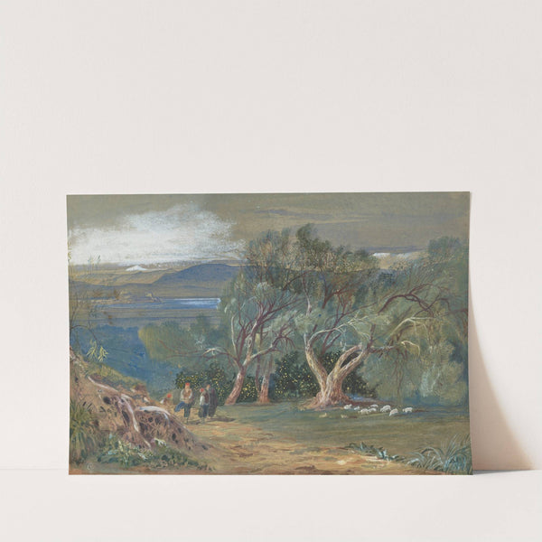 A distant view of Corfu from Viros (1862) by Edward Lear