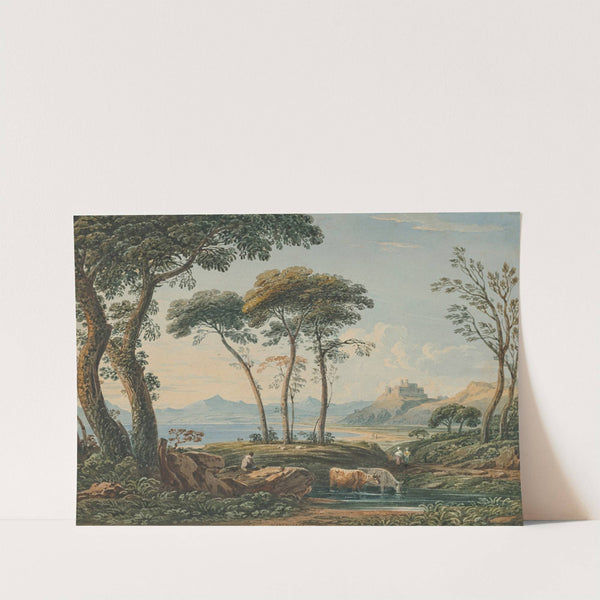 A distant view of Harlech Castle and Snowdon beyond, North Wales (1825) by John Varley