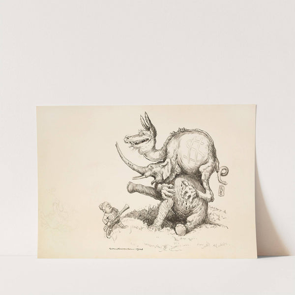 A dragon representing the trusts attacks the Republican Party elephant (1903) by William Henry Walker