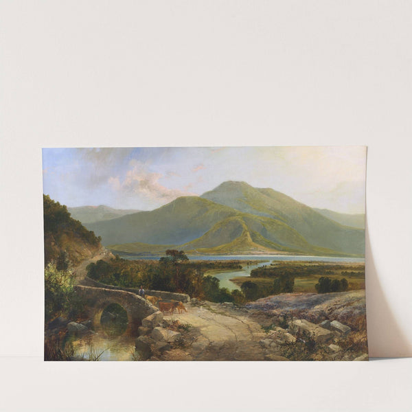 A Drover with Cattle in a Mountainous Lake Landscape (1864) by James Burrell Smith