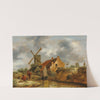 A dune landscape with peasants by a farmhouse and windmills (1655) by Nicolaes Molenaer
