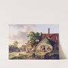 A Dutch Village Scene with Figures by Jan Hendrik Verheijen