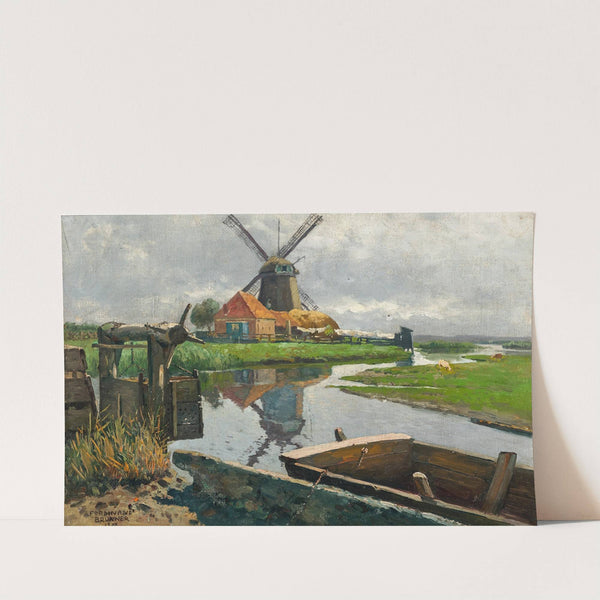 A Dutch windmill by the stream (1925) by Ferdinand Brunner