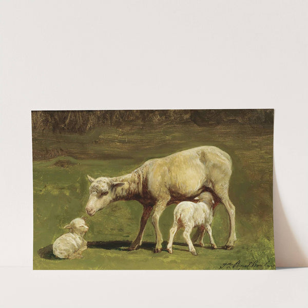 A Ewe And Two Lambs by Juliette Peyrol-Bonheur