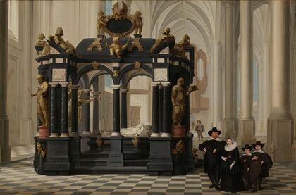A Family beside the Tomb of Prince William i in the Nieuwe Kerk, Delft
